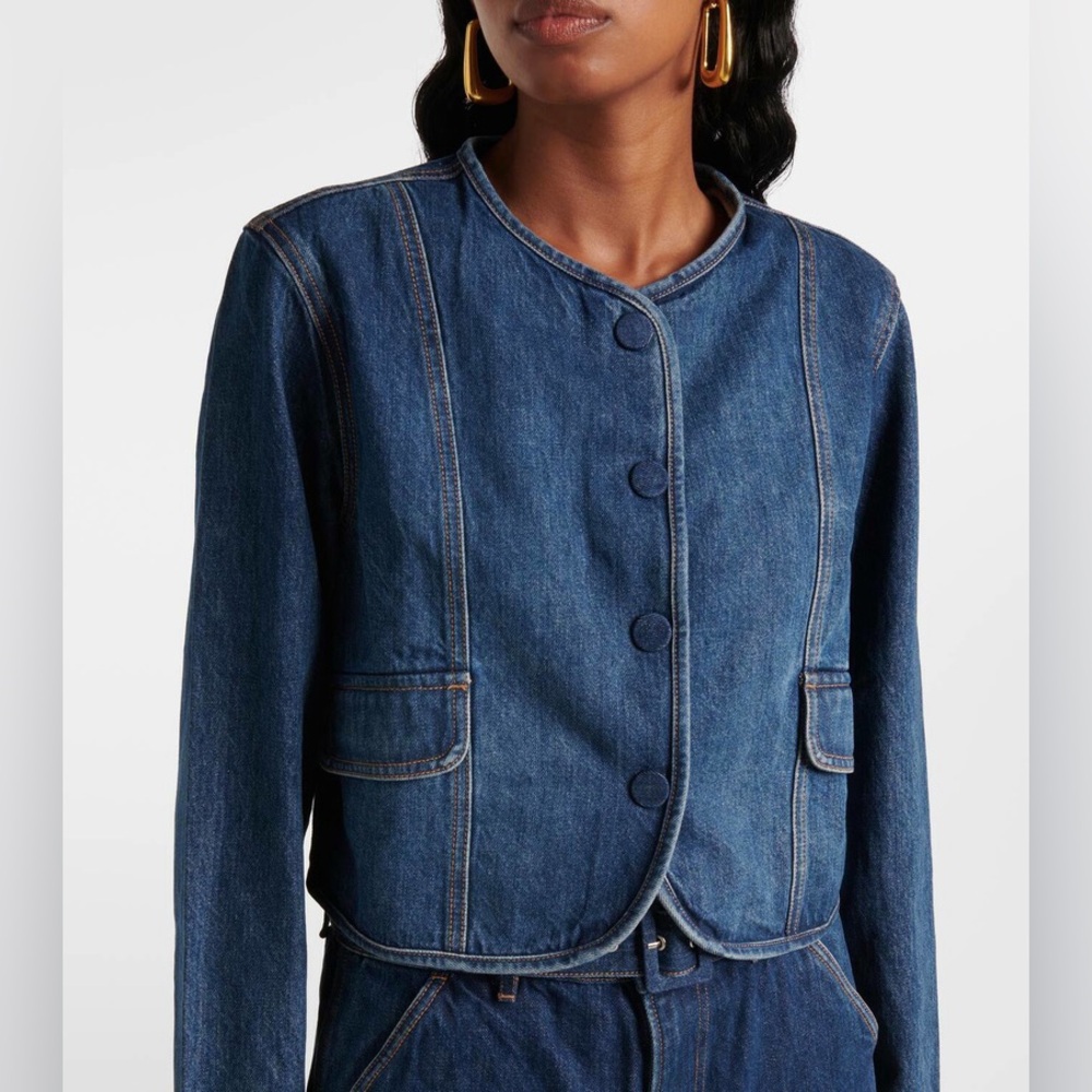 🔥🔥🔥Veronica Beard Cordell Cropped Blue Denim Jacket Size Small